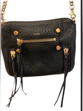 botkier real leather Black Crossbody Shoulder Bag with Gold Hardware.